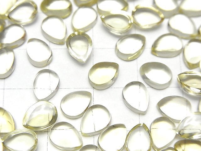 [Video]High Quality Lemon Quartz AAA Pear shape Cabochon 8x6mm 5pcs