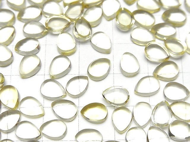 [Video]High Quality Lemon Quartz AAA Pear shape Cabochon 8x6mm 5pcs