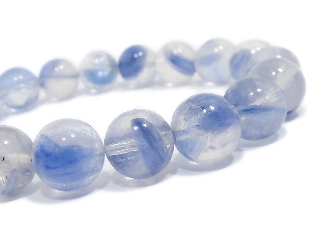 [Video][One of a kind] Kyanite & Crystal Round 10mm Bracelet NO.16