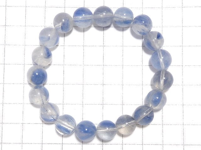 [Video][One of a kind] Kyanite & Crystal Round 10mm Bracelet NO.16