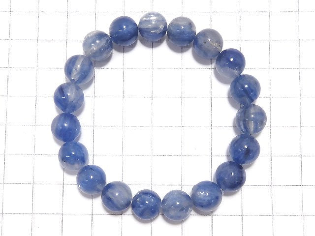 [Video][One of a kind] Kyanite & Crystal Round 10mm Bracelet NO.18