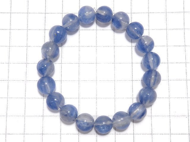 [Video][One of a kind] Kyanite & Crystal Round 10mm Bracelet NO.24