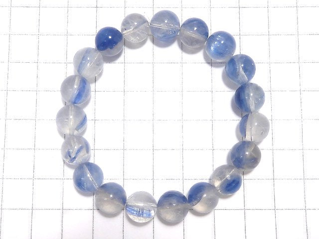 [Video][One of a kind] Kyanite & Crystal Round 10mm Bracelet NO.25