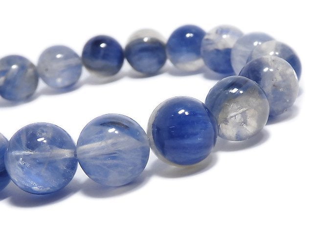 [Video][One of a kind] Kyanite & Crystal Round 10mm Bracelet NO.26