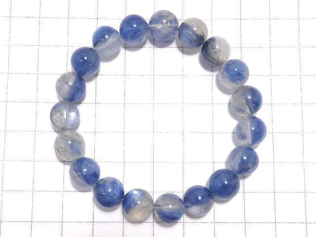 [Video][One of a kind] Kyanite & Crystal Round 10mm Bracelet NO.26