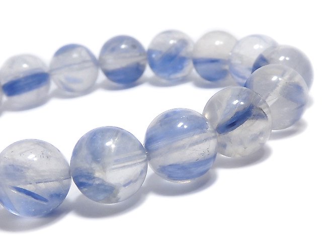 [Video][One of a kind] Kyanite & Crystal Round 10.5mm Bracelet NO.27