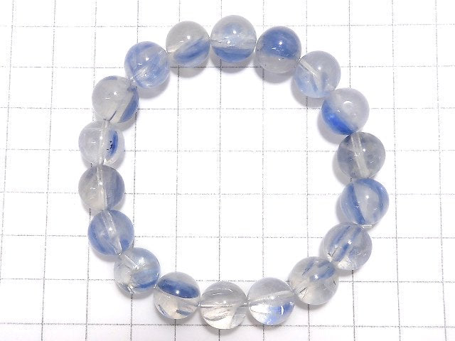 [Video][One of a kind] Kyanite & Crystal Round 10.5mm Bracelet NO.27