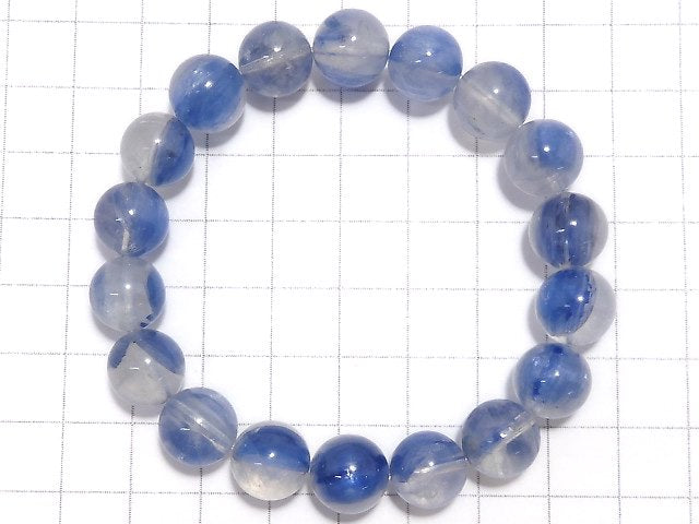 [Video][One of a kind] Kyanite & Crystal Round 11mm Bracelet NO.28