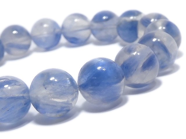 [Video][One of a kind] Kyanite & Crystal Round 10.5mm Bracelet NO.29