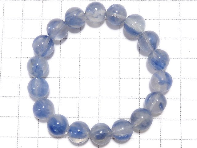 [Video][One of a kind] Kyanite & Crystal Round 10.5mm Bracelet NO.29