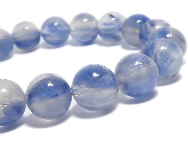 [Video][One of a kind] Kyanite & Crystal Round 10.5mm Bracelet NO.31