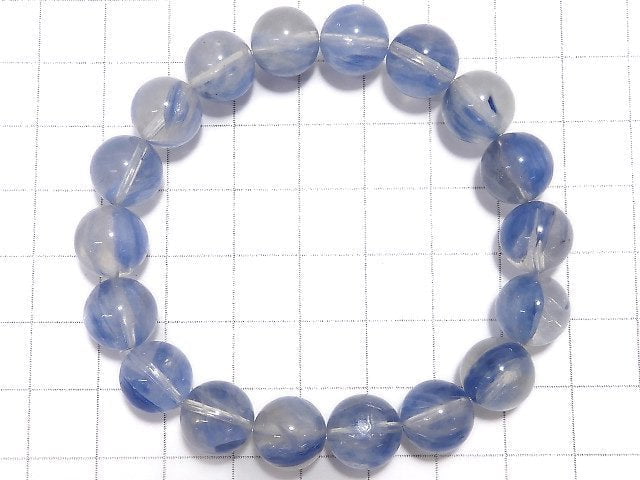 [Video][One of a kind] Kyanite & Crystal Round 10.5mm Bracelet NO.31