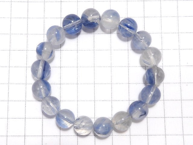 [Video][One of a kind] Kyanite & Crystal Round 11mm Bracelet NO.32