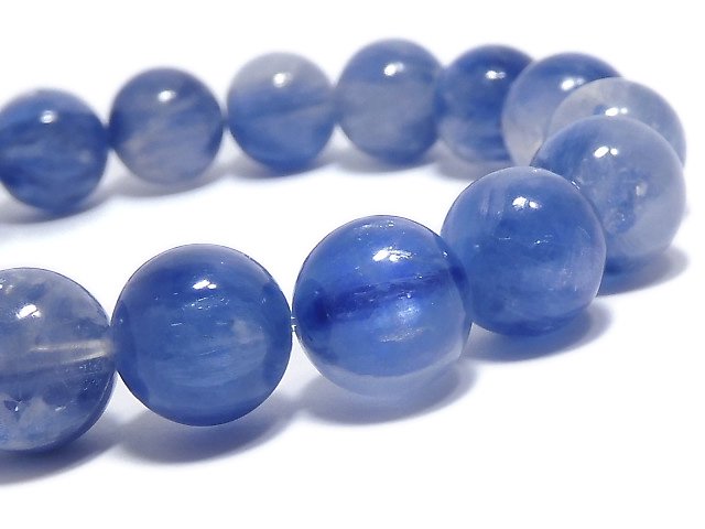 [Video][One of a kind] Kyanite & Crystal Round 10.5mm Bracelet NO.33