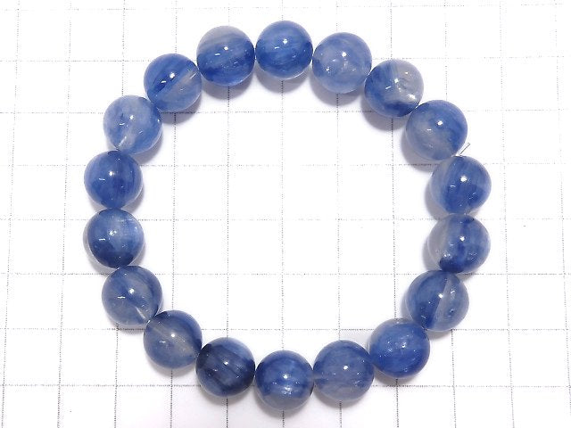 [Video][One of a kind] Kyanite & Crystal Round 10.5mm Bracelet NO.33