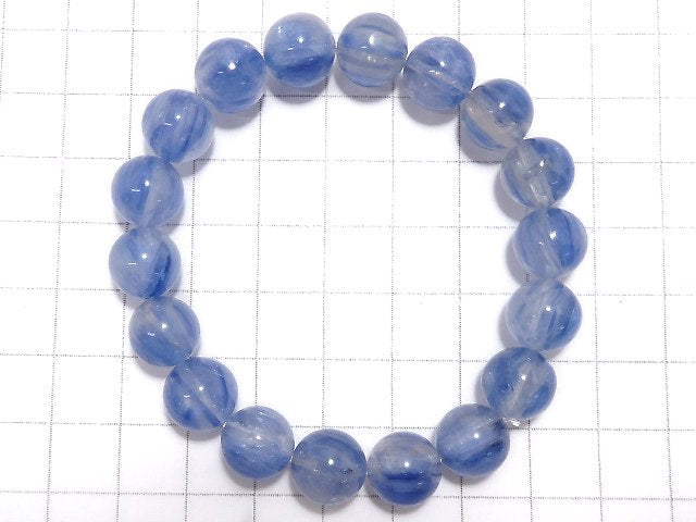 [Video][One of a kind] Kyanite & Crystal Round 10.5mm Bracelet NO.34