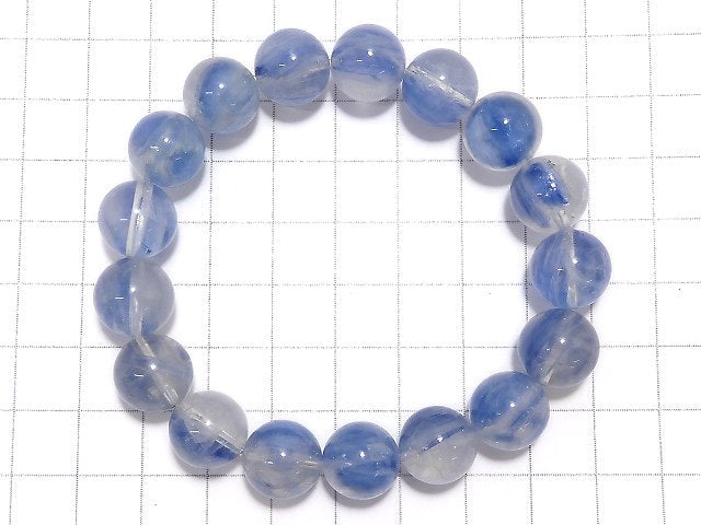 [Video][One of a kind] Kyanite & Crystal Round 12mm Bracelet NO.35