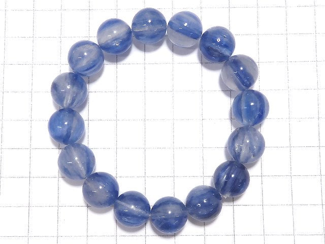 [Video][One of a kind] Kyanite & Crystal Round 12.5mm Bracelet NO.36