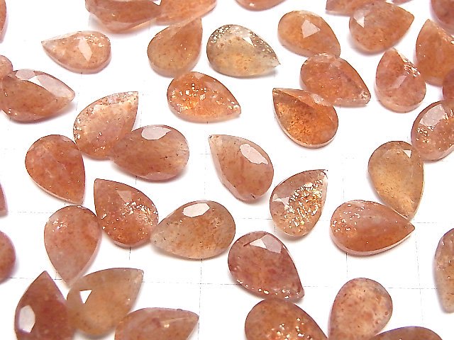 [Video]High Quality Sunstone AA++ Loose stone Pear shape Faceted 12x8mm 2pcs