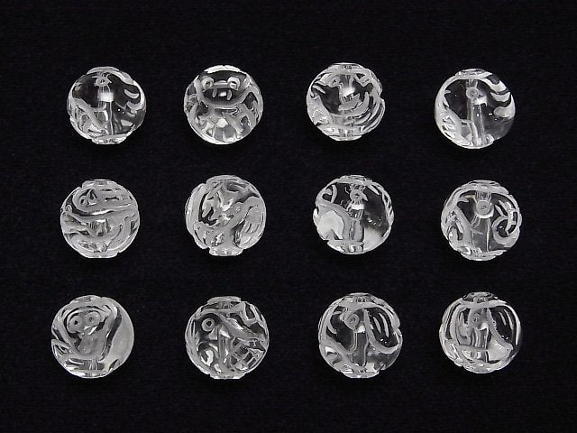 [Video] Carved of the Zodiac! Crystal AAA Round 12mm [Horizontal] 1strand (12pcs)