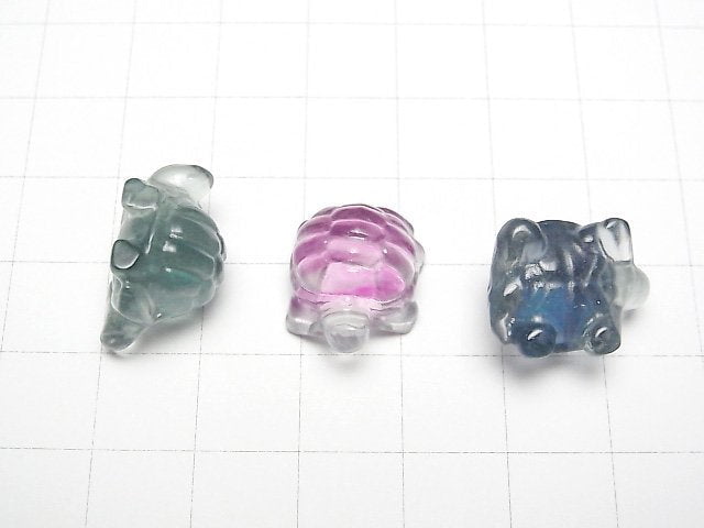 [Video] Multicolor Fluorite AAA Land Turtle Motif 11x14mm [Undrilled] 3pcs