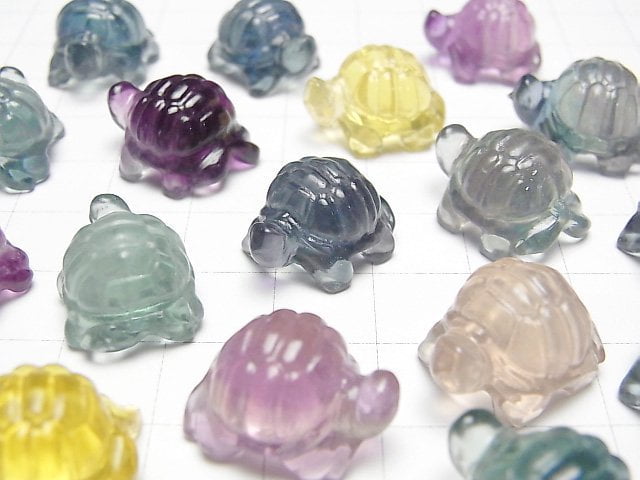 [Video] Multicolor Fluorite AAA Land Turtle Motif 11x14mm [Undrilled] 3pcs