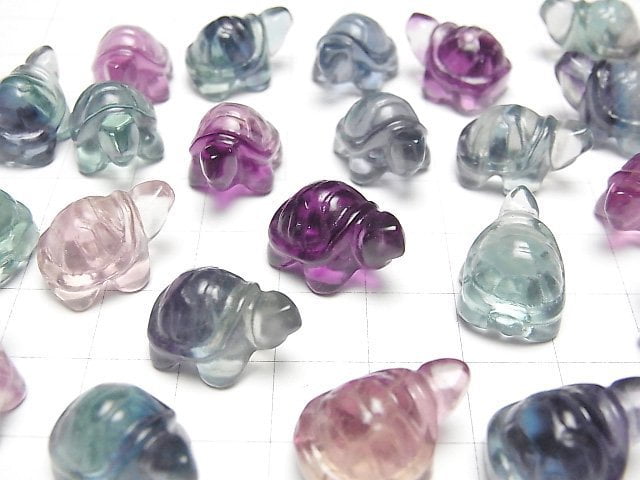 [Video] Multicolor Fluorite AAA Sea Turtle Motif 9.5x12mm [Undrilled] 3pcs