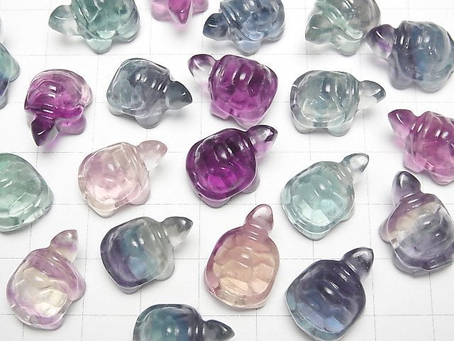 [Video] Multicolor Fluorite AAA Sea Turtle Motif 9.5x12mm [Undrilled] 3pcs