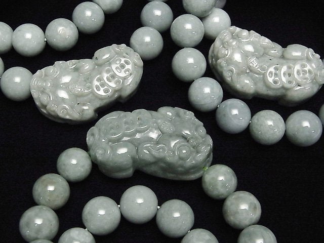 [Video] Burmese Jadeite AA++ Pixiu Carving & Round 12mm Bracelet