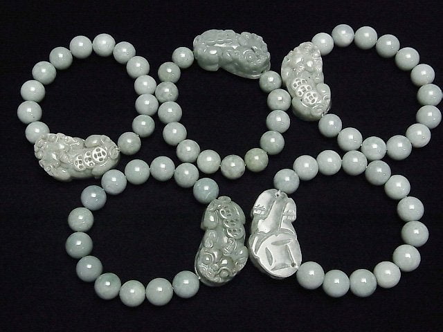 [Video] Burmese Jadeite AA++ Pixiu Carving & Round 12mm Bracelet