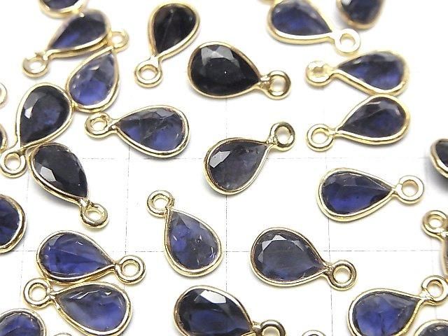 [Video]High Quality Iolite AAA- Bezel Setting Pear shape Faceted 7.5x5.5mm 18KGP 2pcs