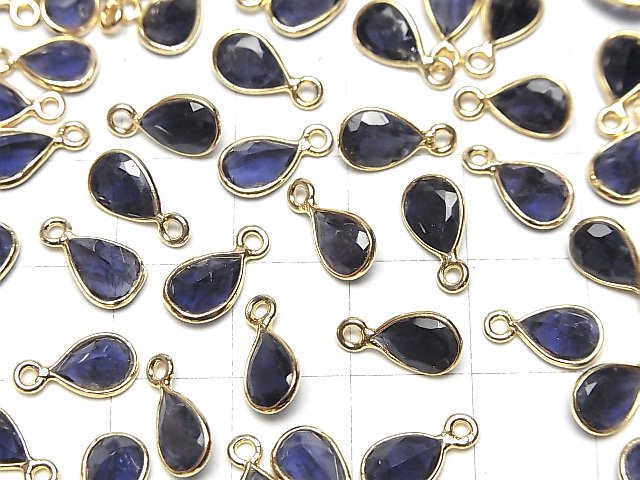 [Video]High Quality Iolite AAA- Bezel Setting Pear shape Faceted 7.5x5.5mm 18KGP 2pcs