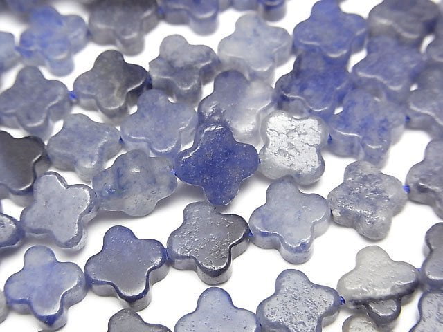 [Video] Blue quartz flower motif 8x8x3mm 1strand beads (aprx.15inch/36cm)