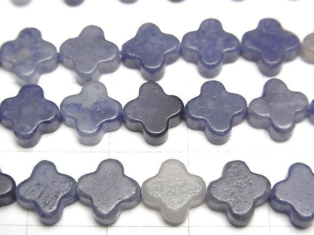 [Video] Blue quartz flower motif 8x8x3mm 1strand beads (aprx.15inch/36cm)