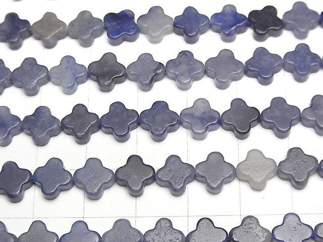 [Video] Blue quartz flower motif 8x8x3mm 1strand beads (aprx.15inch/36cm)