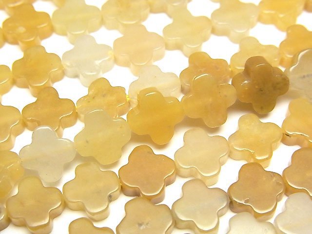 [Video] Yellow Aventurine flower motif 8x8x3mm 1strand beads (aprx.15inch/36cm)