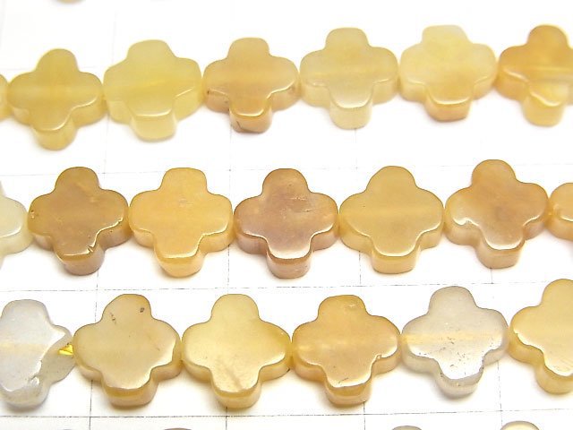 [Video] Yellow Aventurine flower motif 8x8x3mm 1strand beads (aprx.15inch/36cm)