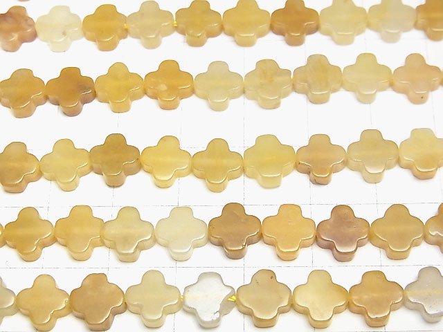 [Video] Yellow Aventurine flower motif 8x8x3mm 1strand beads (aprx.15inch/36cm)