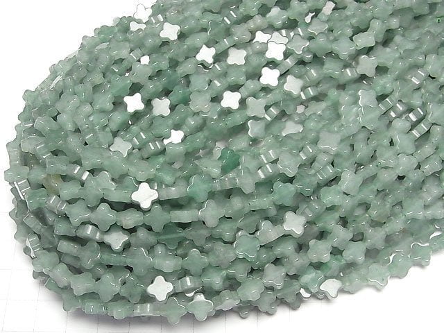 [Video] Green Aventurine AA++ Flower motif 8x8x3mm 1strand beads (aprx.15inch/36cm)