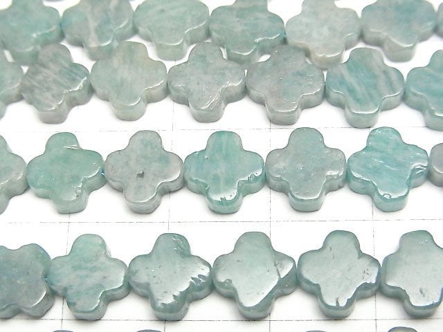 [Video] Amazonite AA Flower motif 8x8x3mm 1strand beads (aprx.15inch/36cm)