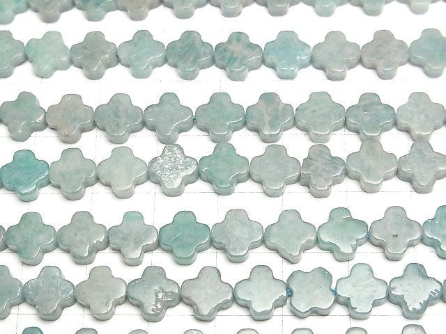 [Video] Amazonite AA Flower motif 8x8x3mm 1strand beads (aprx.15inch/36cm)