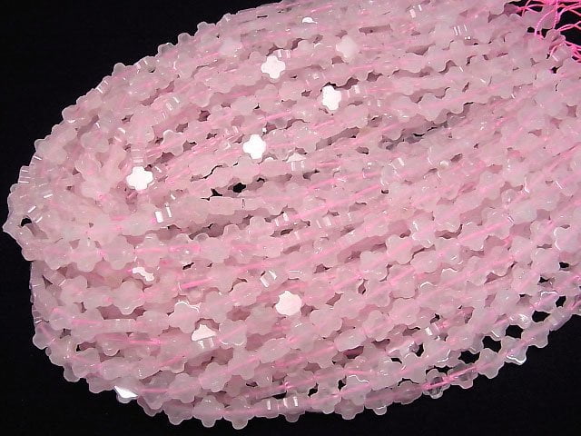 [Video] Rose Quartz AA+ Flower motif 8x8x3mm 1strand beads (aprx.15inch/36cm)