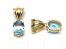 [Video]High Quality Swiss Blue Topaz AAA Oval Faceted Pendant 9x7mm 18KGP 1pc