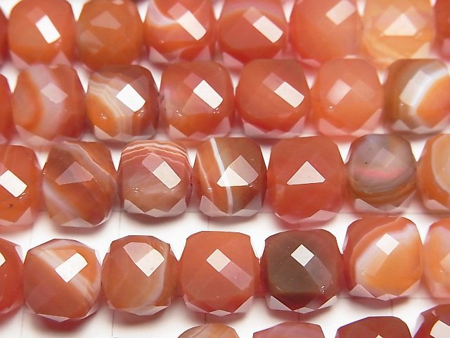 [Video] High Quality! Carnelian, Sardonyx AAA Cube Shape 8.5x8.5x8.5mm half or 1strand beads (aprx.15inch/36cm)