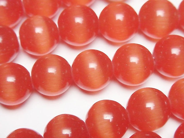 [Video] Red color Cat's Eye Round 11.5mm 1strand beads (aprx.14inch/35cm)