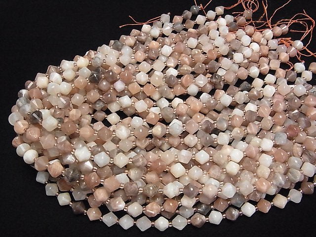 [Video]High Quality! Multi-color Moonstone AA+ Abacus cut 8x8x8mm half or 1strand beads (aprx.15inch/38cm)