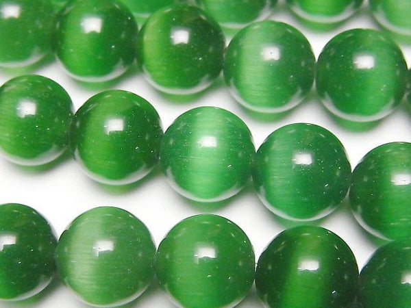 [Video] Green color Cat's Eye Round 11.5mm 1strand beads (aprx.13inch/33cm)