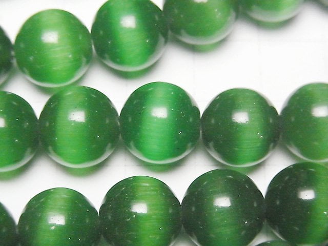 [Video] Green color Cat's Eye Round 11.5mm 1strand beads (aprx.13inch/33cm)