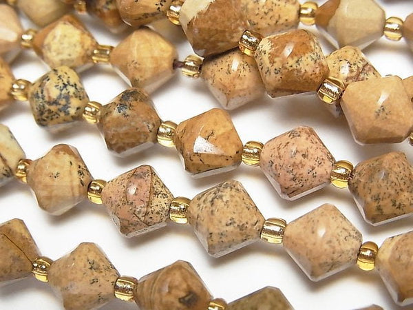 [Video]High Quality! Picture Jasper Abacus Cut 8x8x8mm 1strand beads (aprx.14inch/35cm)