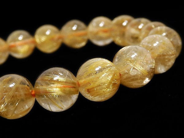 [Video][One of a kind] Rutilated Quartz AAA- Round 9mm Bracelet NO.107